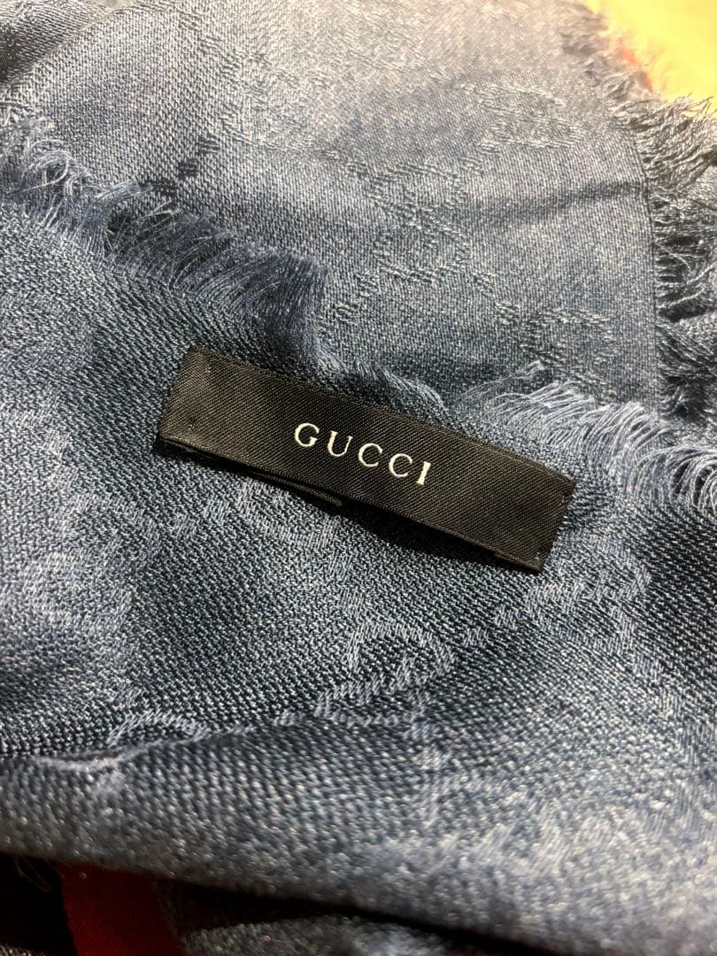 【新品未使用】GUCCI ストライプマフラー ダークグレー