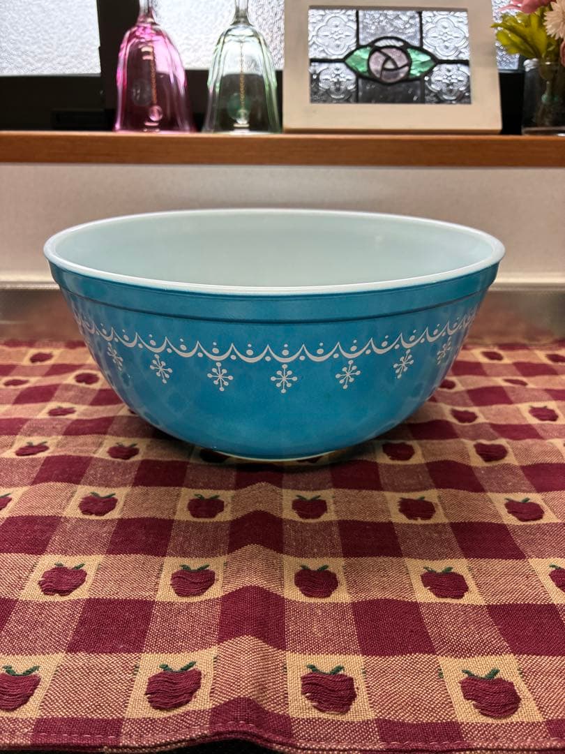 【値下げ】オールドパイレックス　スノーフレークミキシングボウル3コ　USA