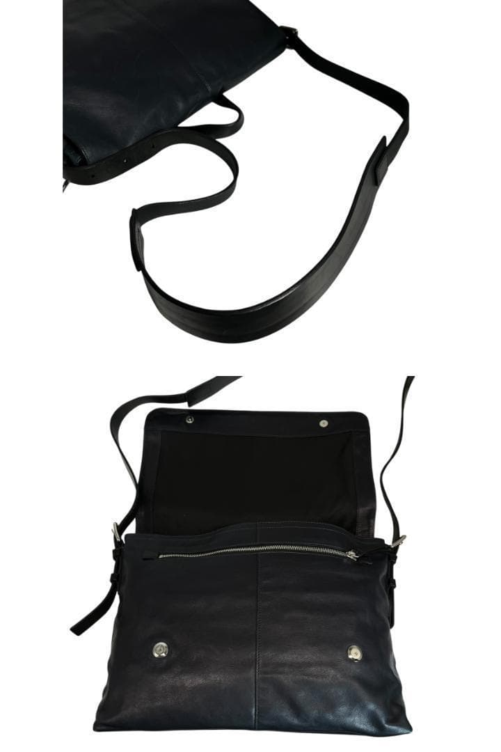 COACH トンプソン レザー メッセンジャーバッグ ショルダーバッグ ネイビー