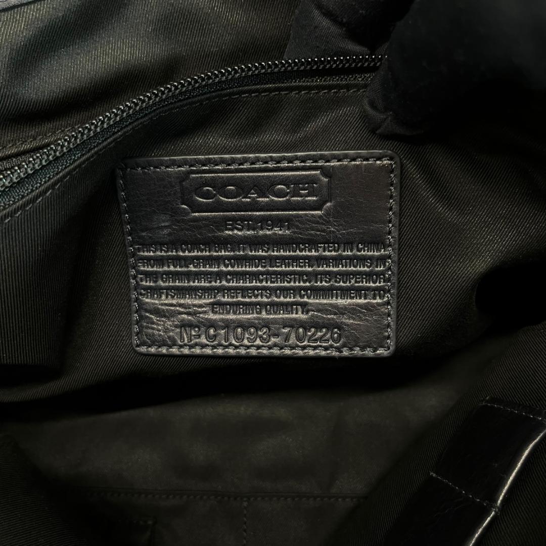 COACH トンプソン レザー メッセンジャーバッグ ショルダーバッグ ネイビー