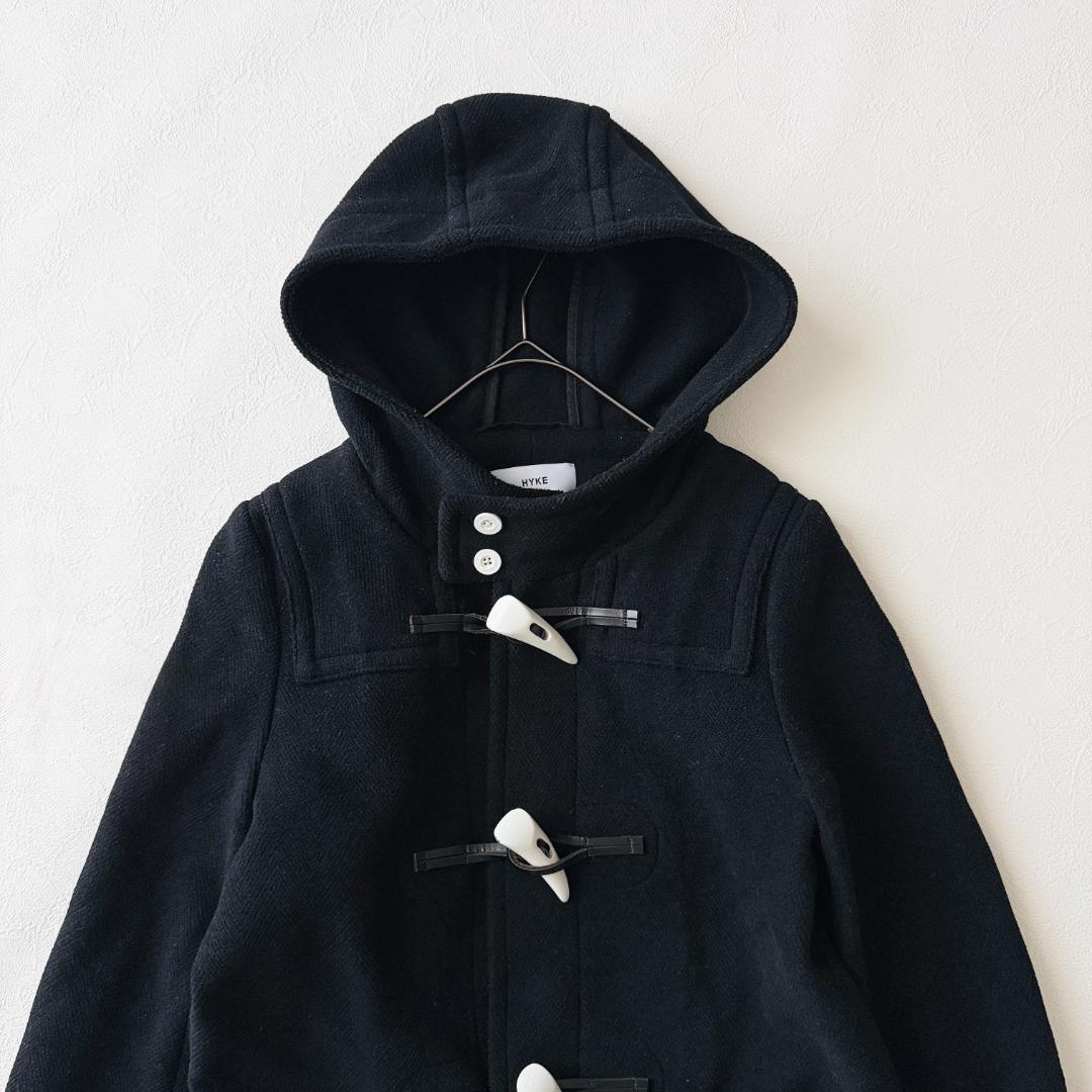 HYKE ハイク ダッフルコート ブラック Mサイズ 白トグル 白ボタン 日本製