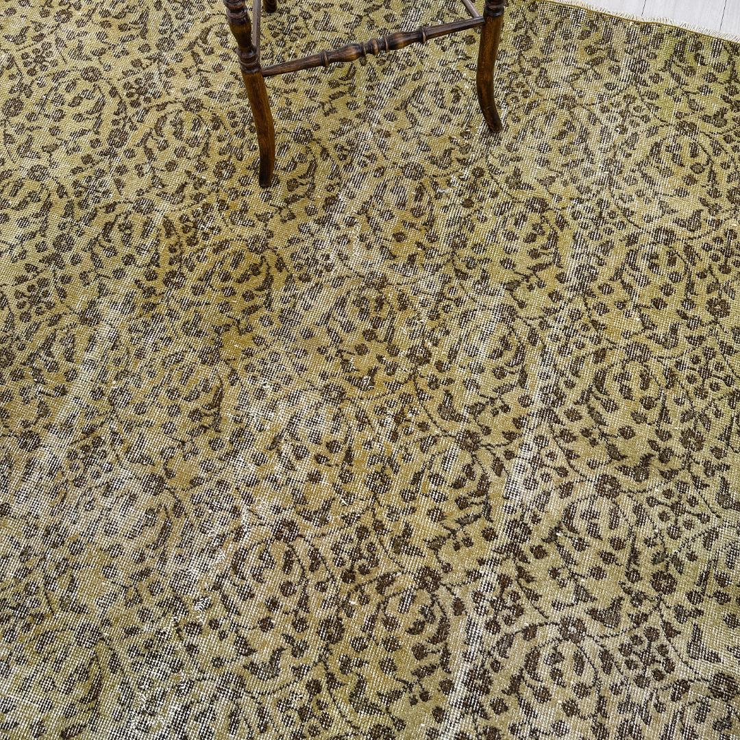 トルコ ヴィンテージラグ A125超大判 オリーブ カーキグリーン オーバーダイ