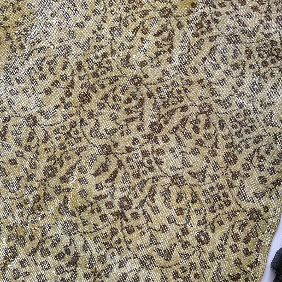 トルコ ヴィンテージラグ A125超大判 オリーブ カーキグリーン オーバーダイ