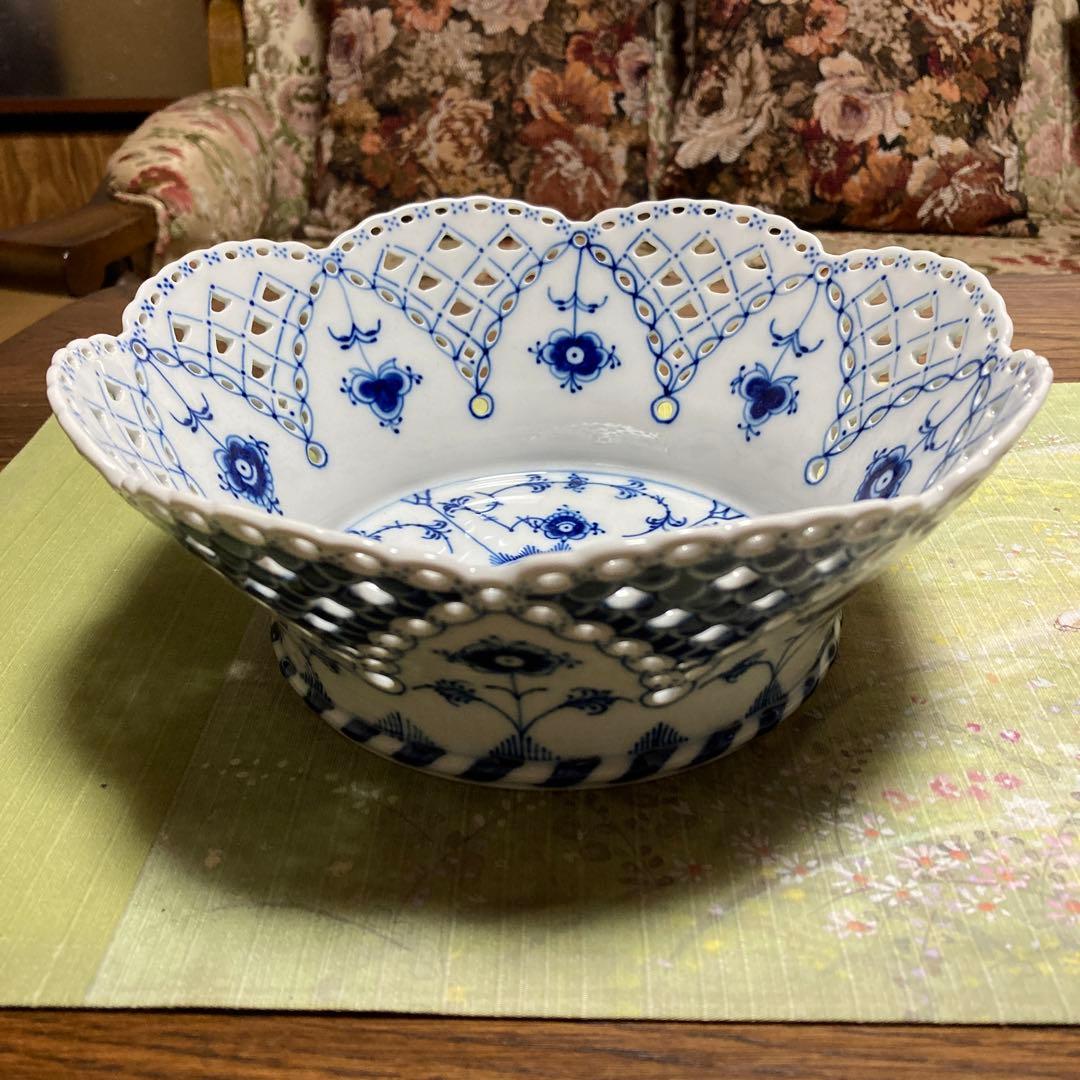 ロイヤルコペンハーゲン　ブルーフルーテッドダブルレース　フルーツボウル
