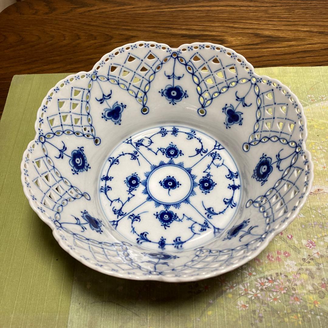 ロイヤルコペンハーゲン　ブルーフルーテッドダブルレース　フルーツボウル