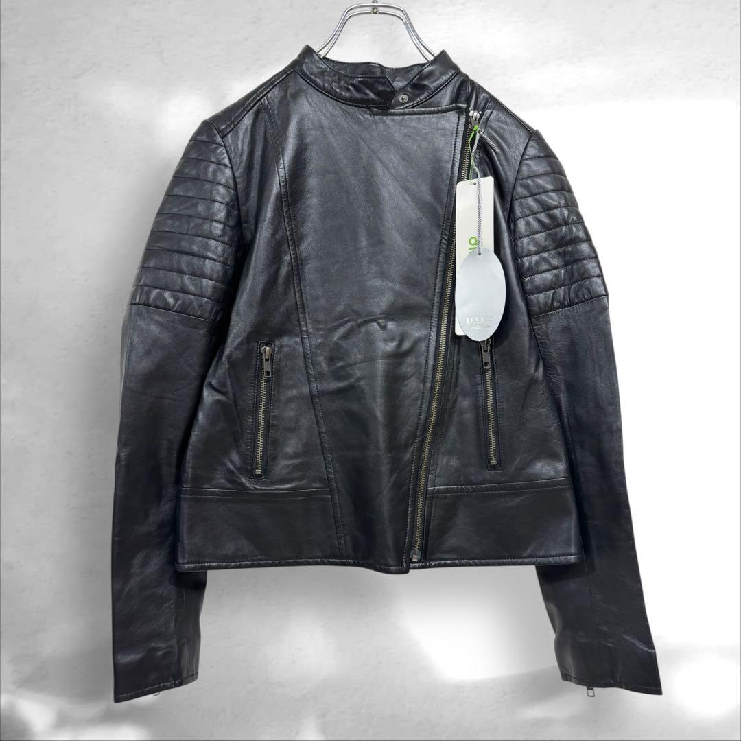 未使用品　羊革100 ダーマコレクション　レザーライダースジャケット 黒S（A1