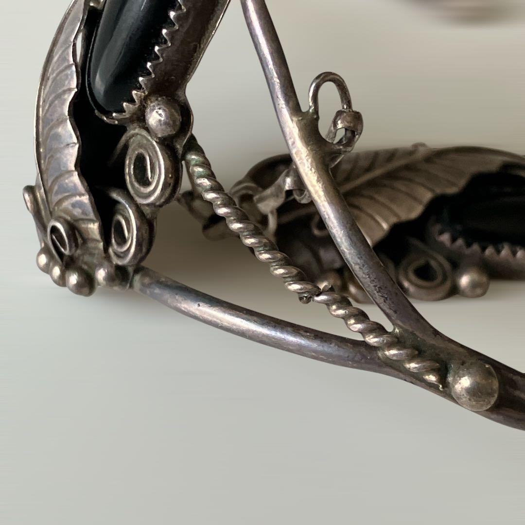 ナバホ族 NAVAJO スレイブブレスレット リング オニキス H刻印