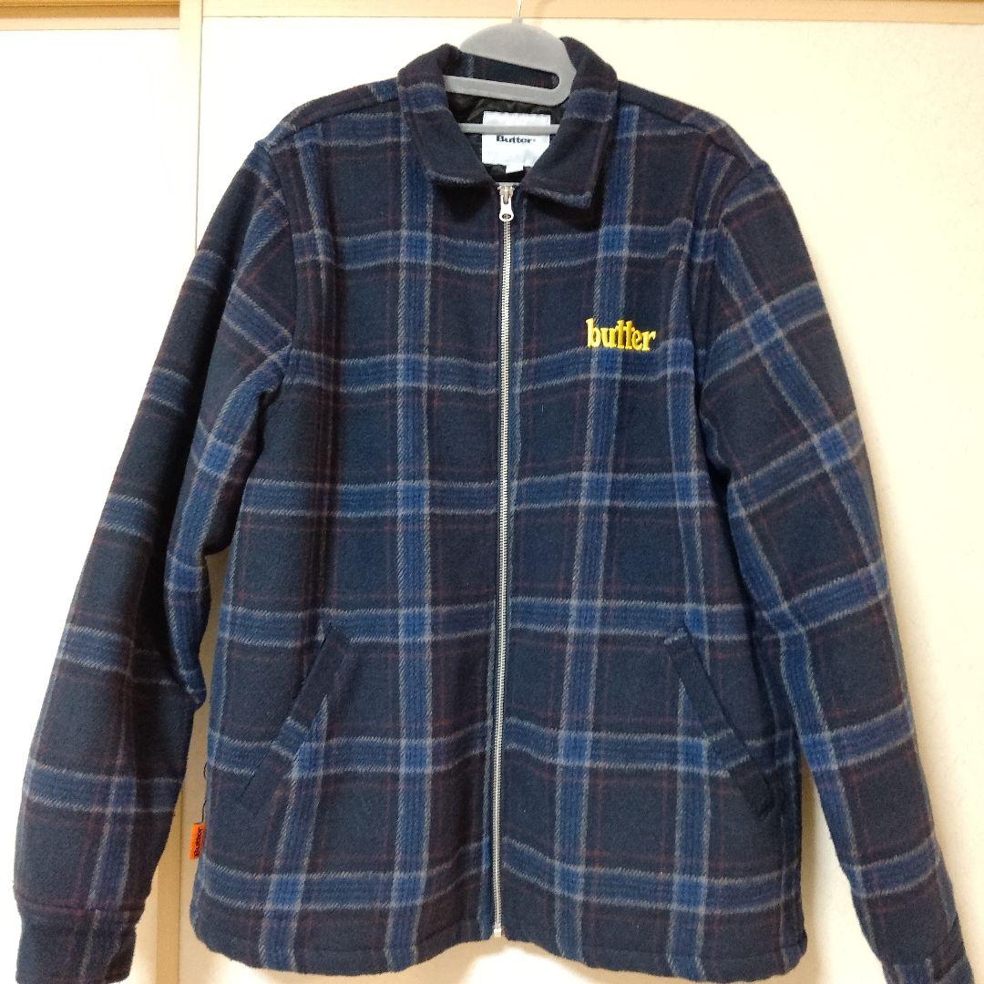 butter ネイビー系チェック フリースジャケット