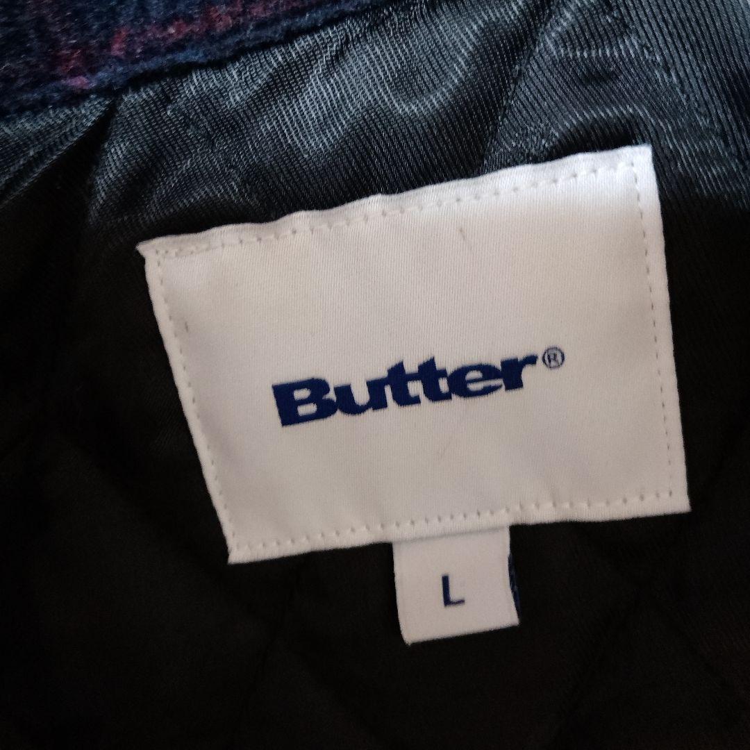 butter ネイビー系チェック フリースジャケット