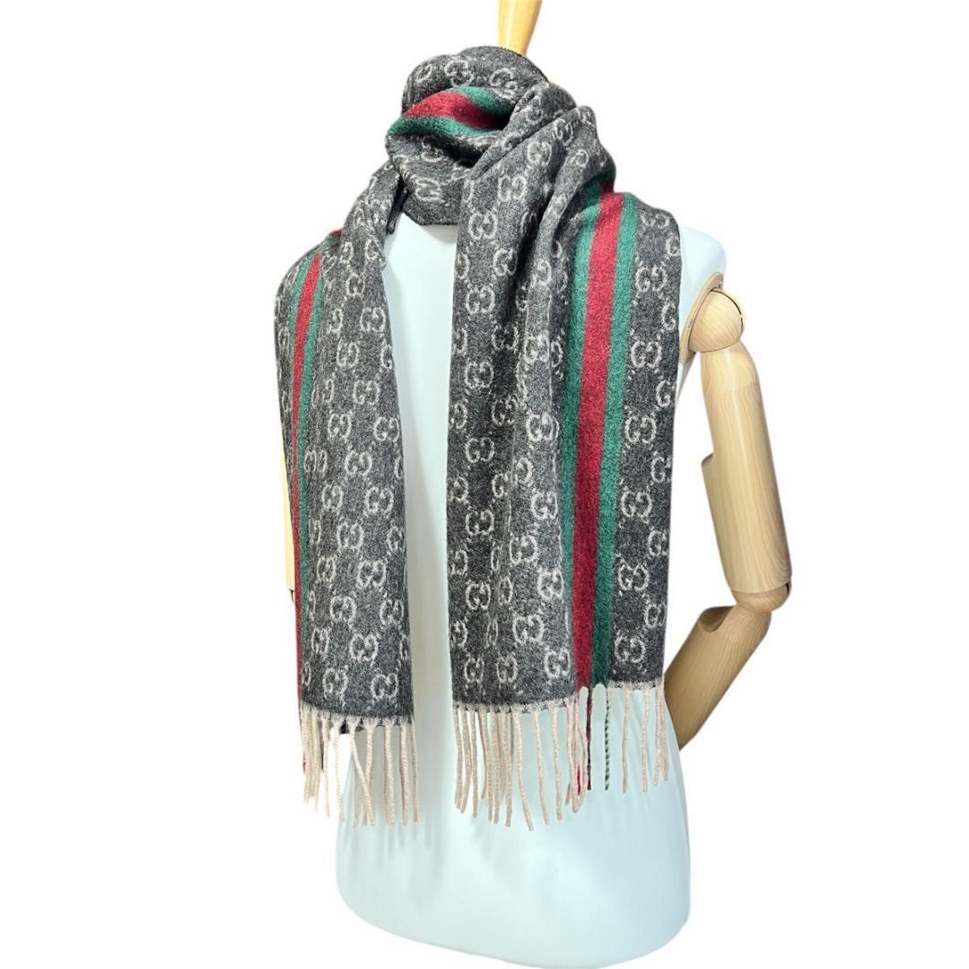 【専用】GUCCI グッチ カシミヤ100% GG柄マフラー 極美品タグ付き