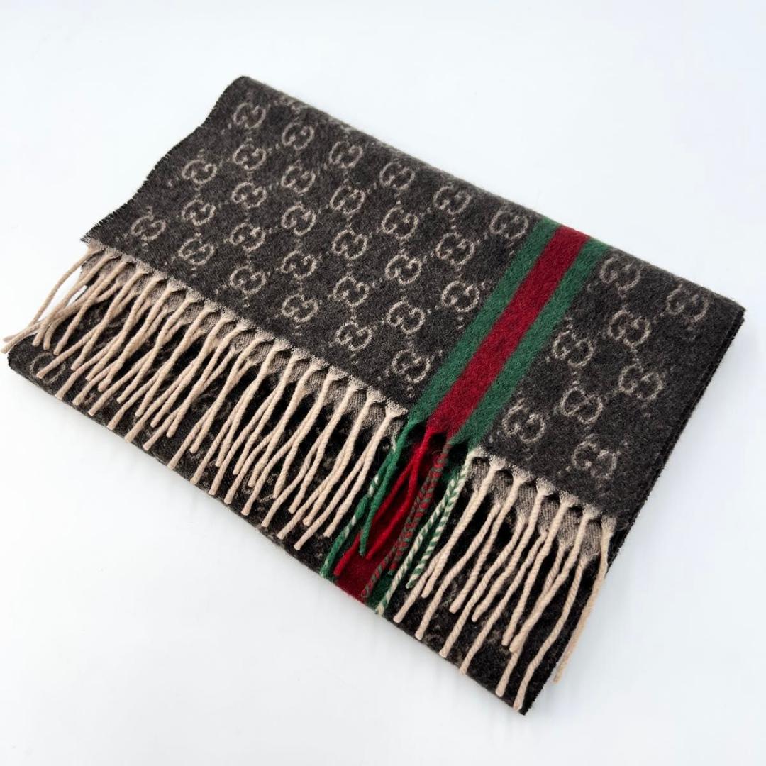 【専用】GUCCI グッチ カシミヤ100% GG柄マフラー 極美品タグ付き