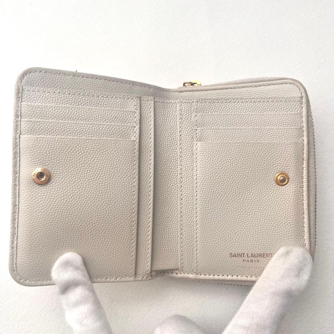 サンローラン Vステッチ キルティング 二つ折り財布 YSL 0202-①