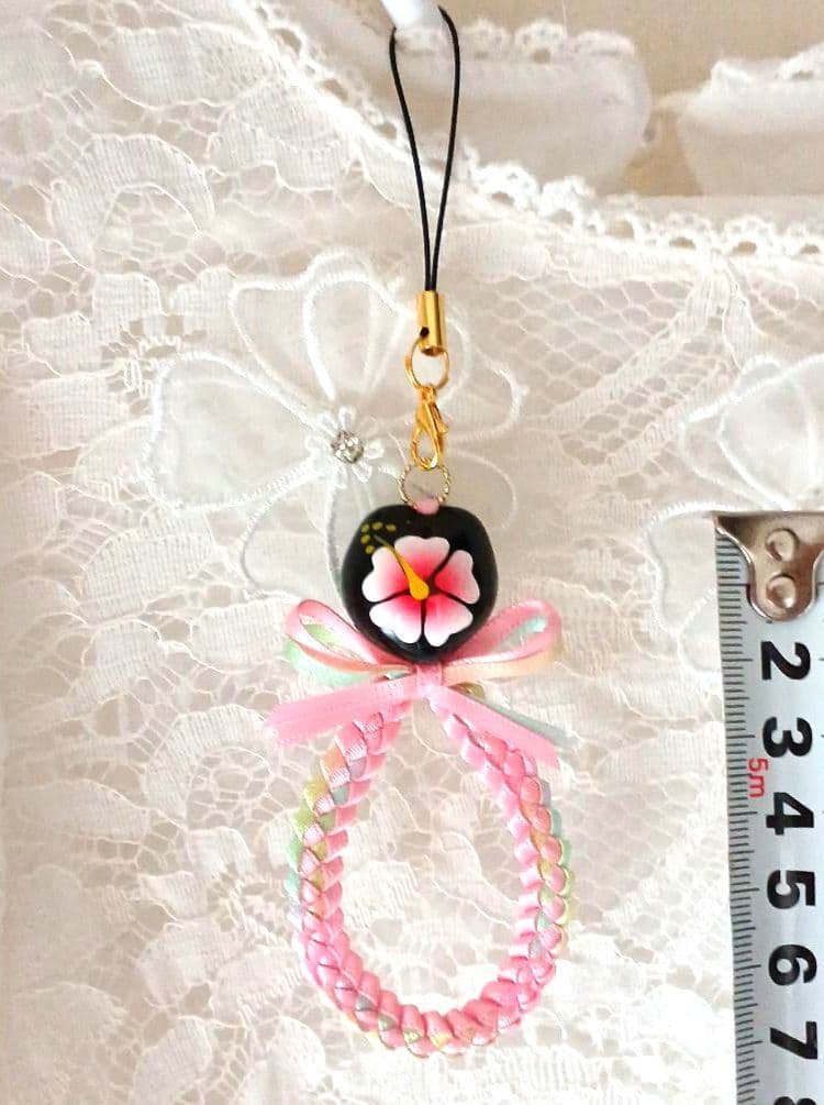 ✿ぷりん♡　リボンレイ　✿パステルレインボー×モモ　リボンレイチャーム❤