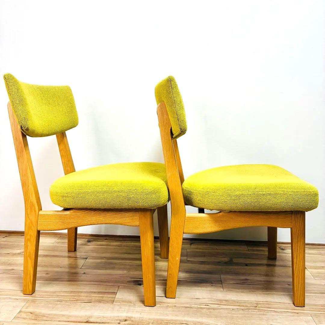 ナガノインテリア　天然木フレーム　ダイニングチェア2脚セット　グリーン