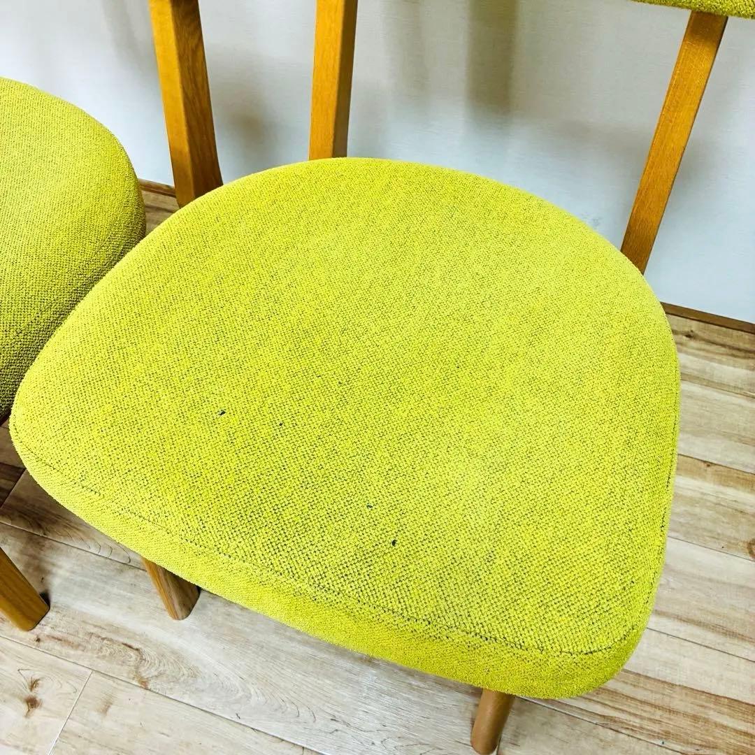 ナガノインテリア　天然木フレーム　ダイニングチェア2脚セット　グリーン