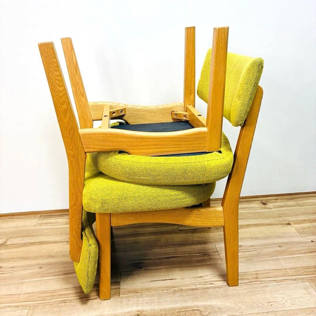 ナガノインテリア　天然木フレーム　ダイニングチェア2脚セット　グリーン