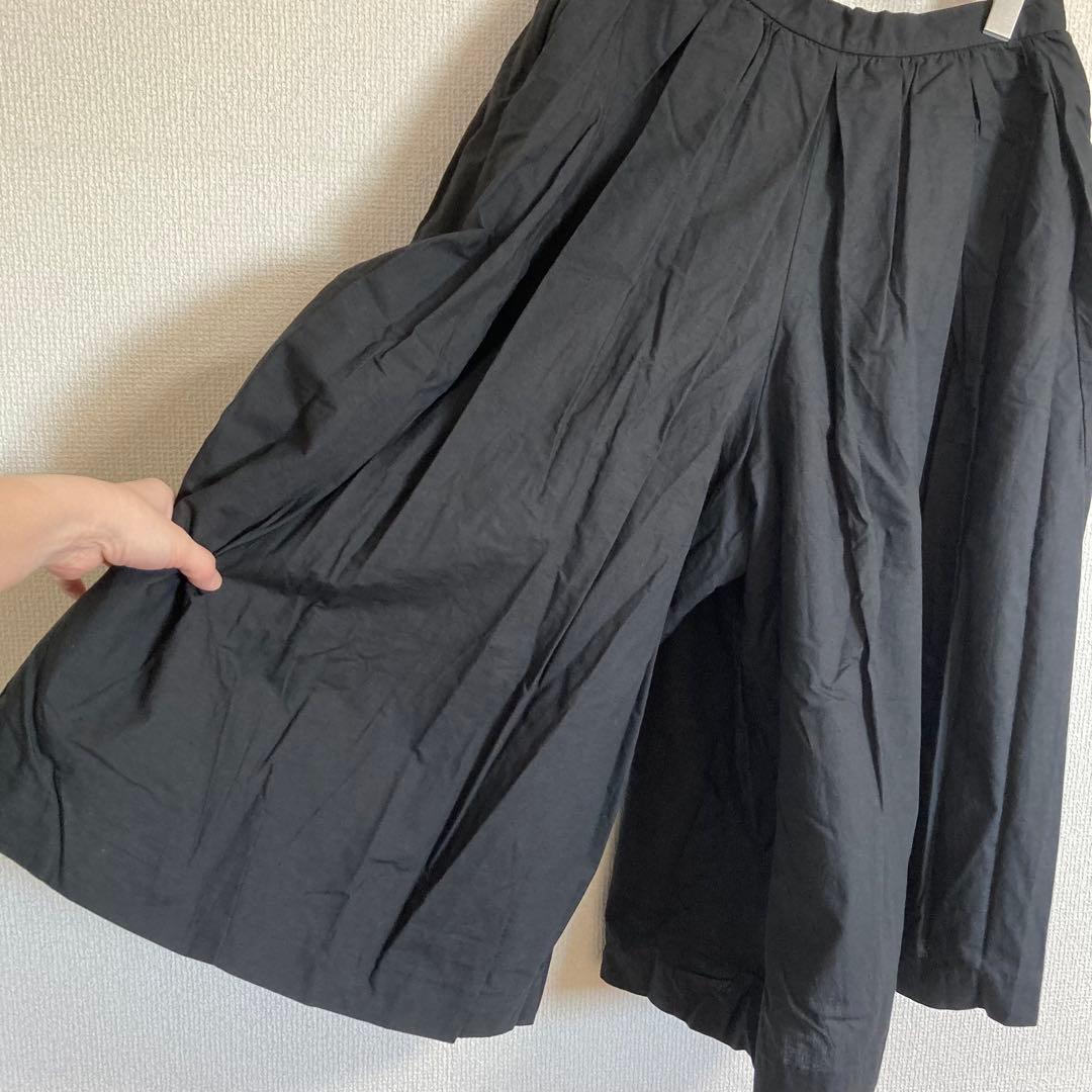 ヤエカ yaeca ビッグタックキュロット　コットンリネン　黒　ブラック