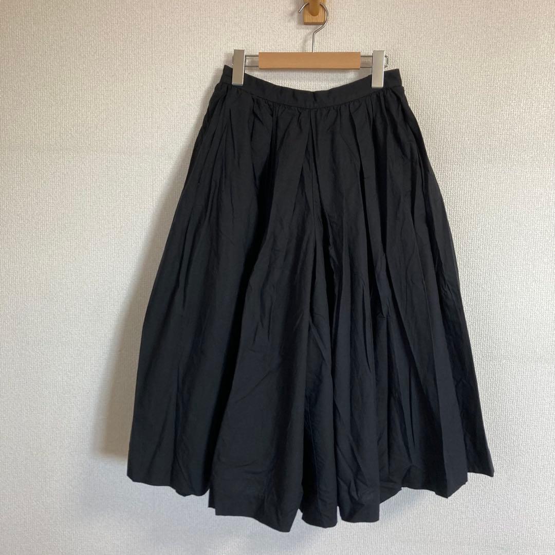 ヤエカ yaeca ビッグタックキュロット　コットンリネン　黒　ブラック