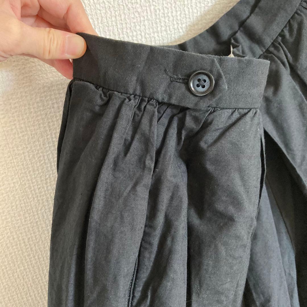 ヤエカ yaeca ビッグタックキュロット　コットンリネン　黒　ブラック