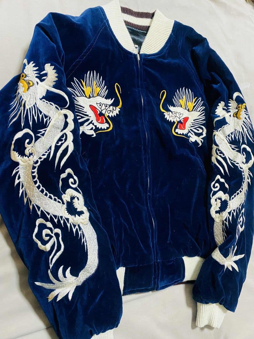 SWITCH 美品 ２面用 日本 スカジャン 虎龍　unisex 別珍 レーヨン