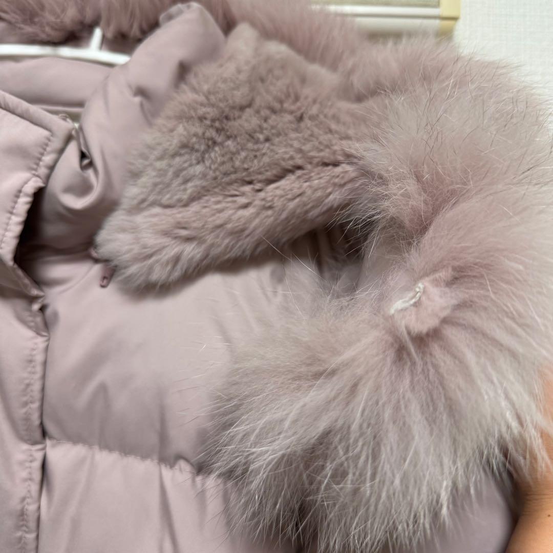 Gracecontinentalピンク袖リアルファー2wayフードダウンコート