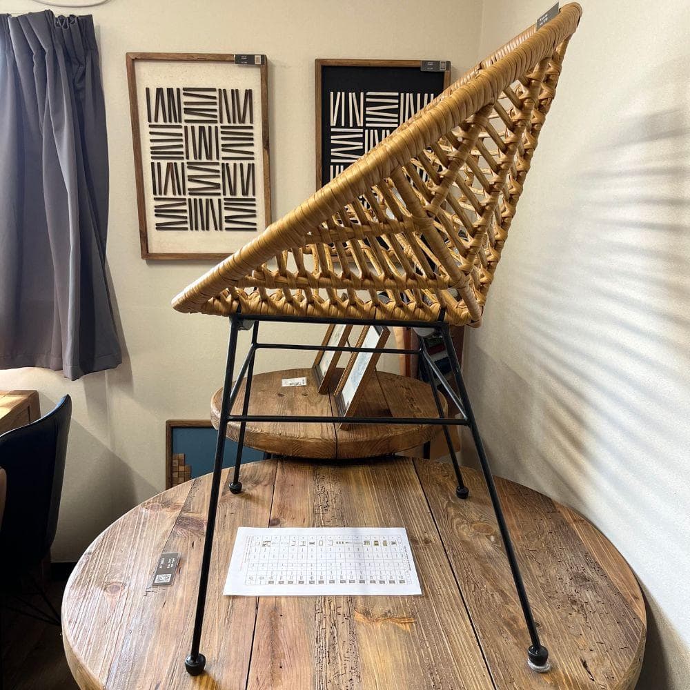 2脚セット　ラタンチェア　ダイニングチェア　ベランダ　テラス　椅子　可愛い