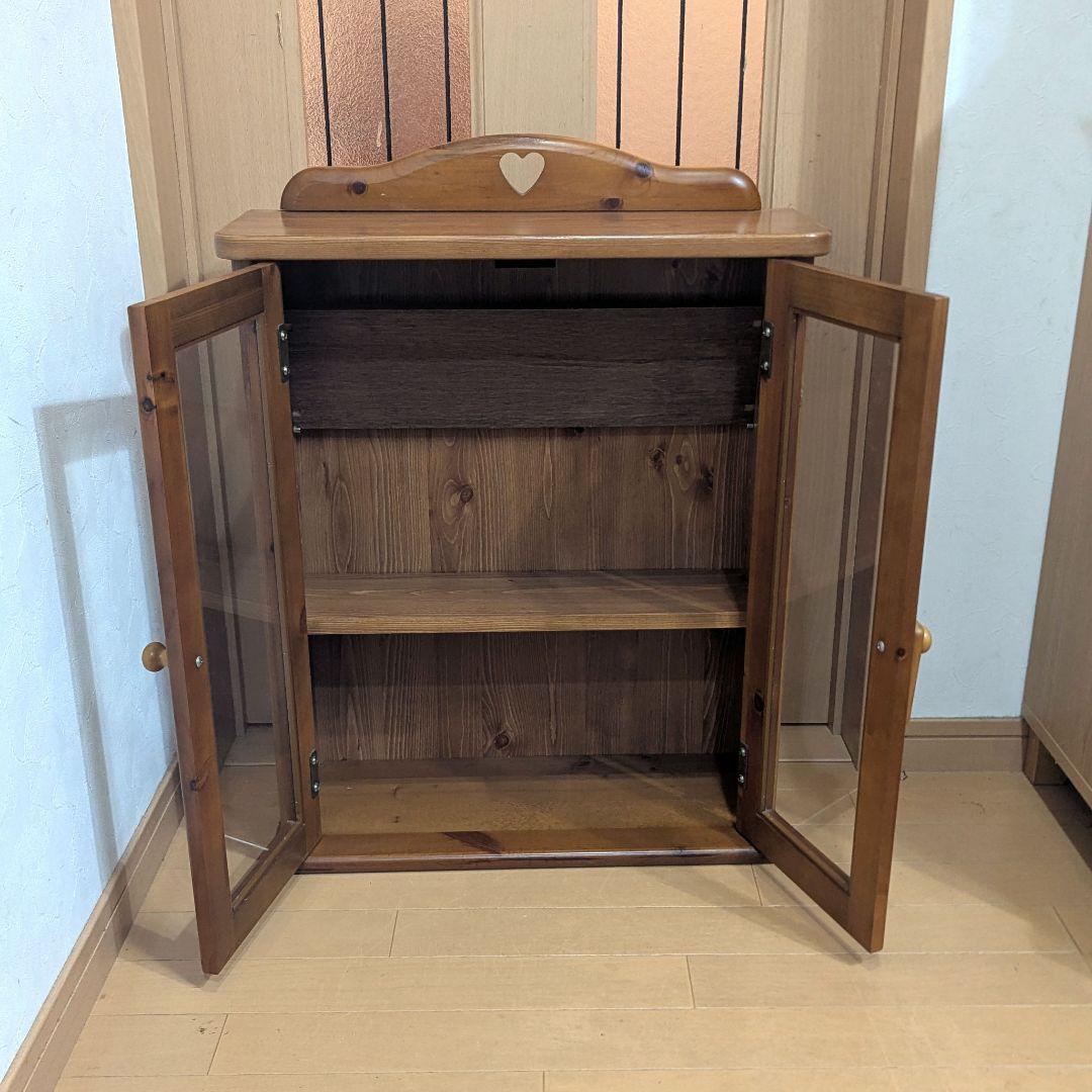 カントリー調　木製ガラス扉 キャビネット　レトロ　アンティーク