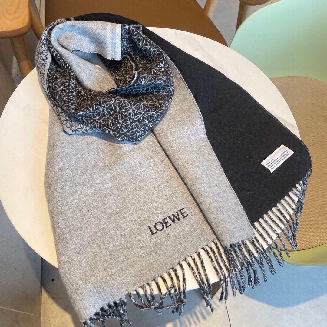 ♡LOEWE マフラー 30×182cm グレー ブラック♡