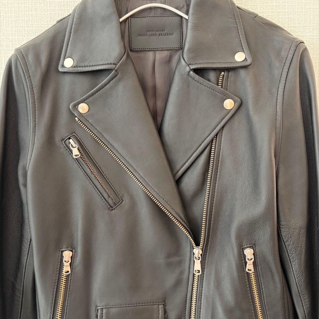 グリーンレーベルリラクシング　 レザーライダースジャケット　ブラック　40サイズ