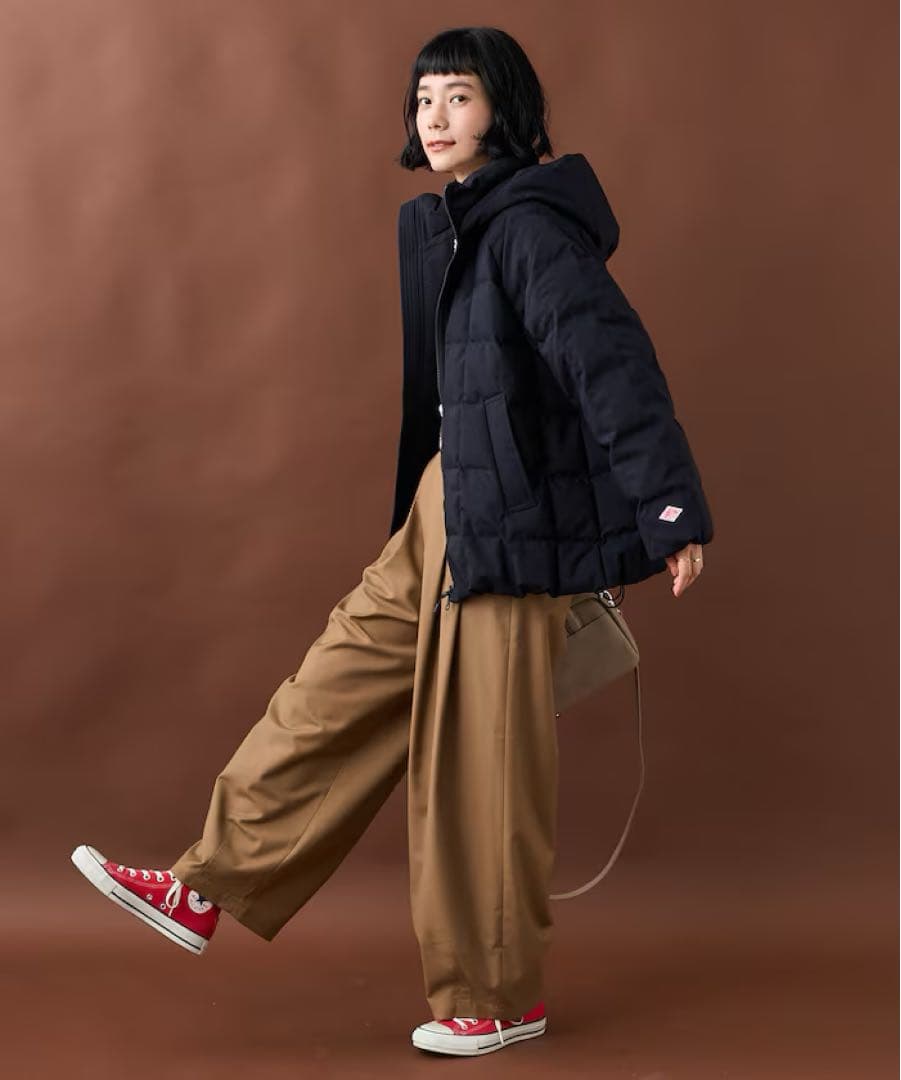 DANTON ホワイトグース ダウンジャケット スクエアキルト ブラック