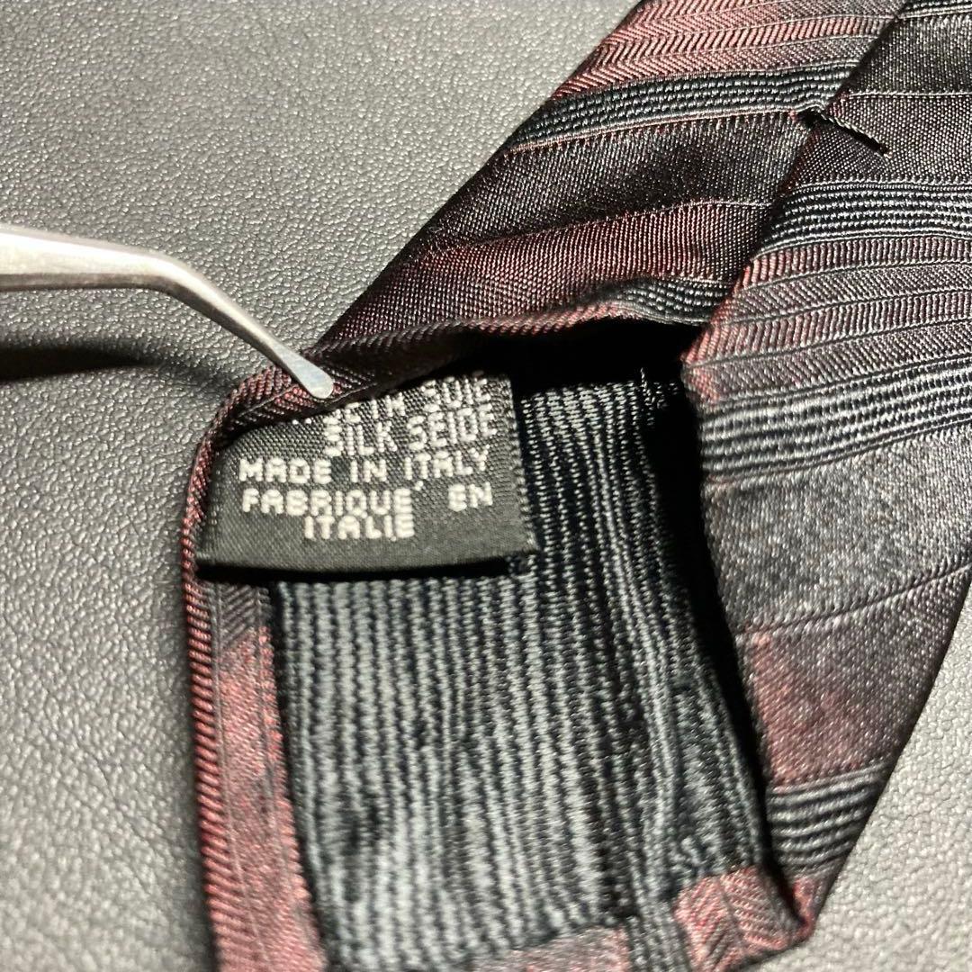 【美品】ドルチェ＆ガッバーナ　ネクタイ　ブラック　レジメンタルストライプ　光沢