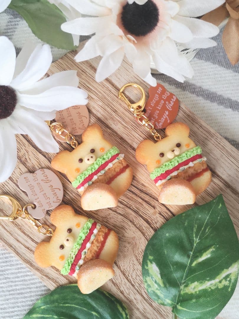♡チキン南蛮バーガーCookie♡こぐま　フェイクフード　樹脂粘土　チャーム