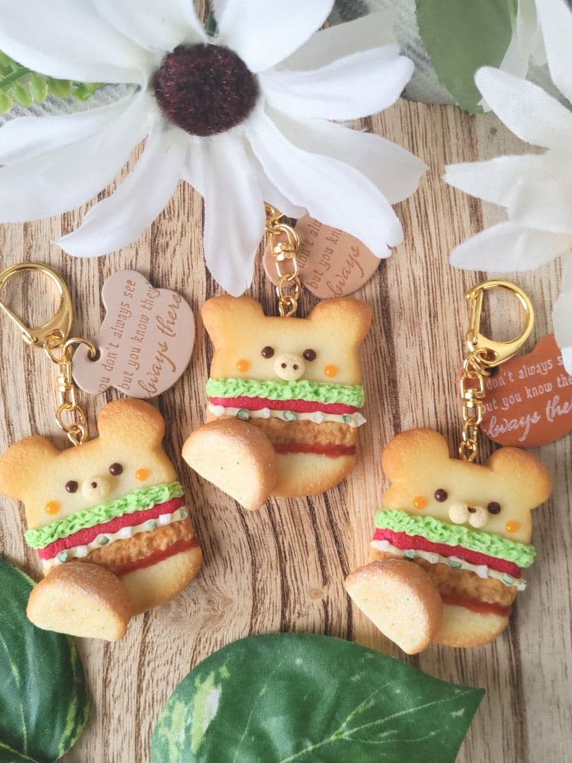 ♡チキン南蛮バーガーCookie♡こぐま　フェイクフード　樹脂粘土　チャーム