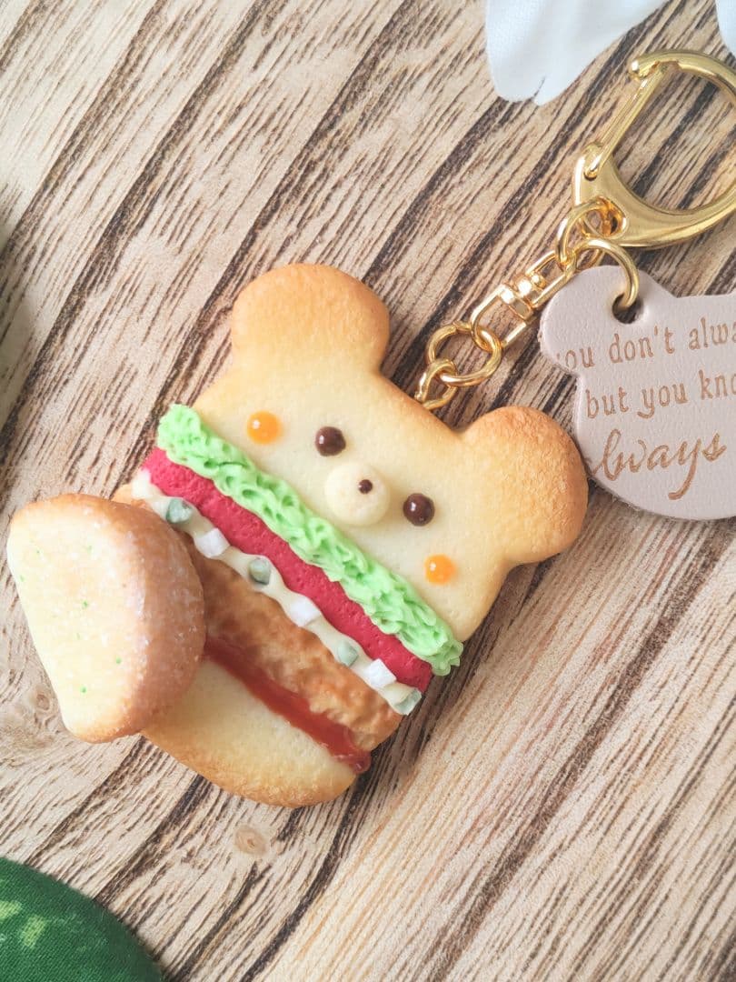 ♡チキン南蛮バーガーCookie♡こぐま　フェイクフード　樹脂粘土　チャーム