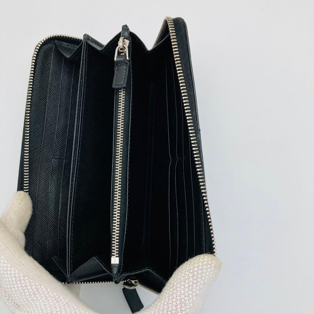 美品 PRADA プラダ サフィアーノ ラウンドジップ 長財布 女 男 548