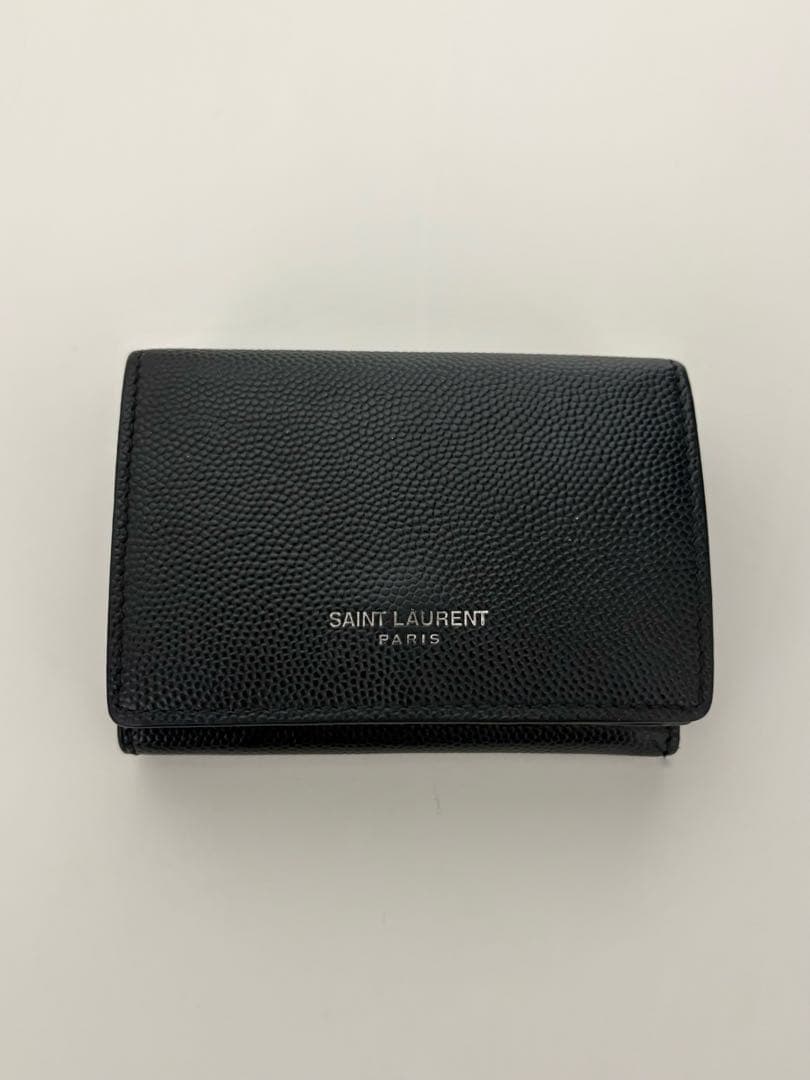 SAINT LAURENT Black ミニウォレット キャビアスキン