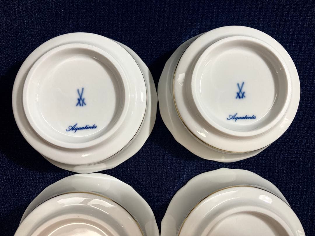 マイセン 歴代 双剣マーク 金彩小皿 /アクアティンタ　ミニトレイ　6枚セット‼️