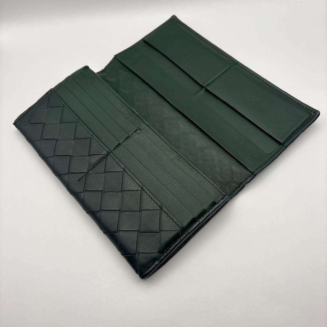 ◆正規品◆現行ボッティガヴェネタイントレチャート 長財布ダークグリーン