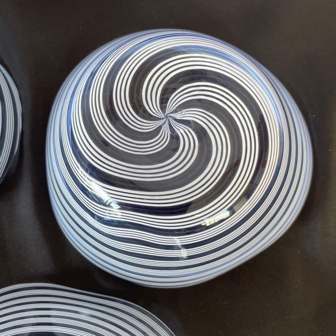 ヴェネチアングラス　　　　　　　　　渦巻き模様の透明ボウル5個セット