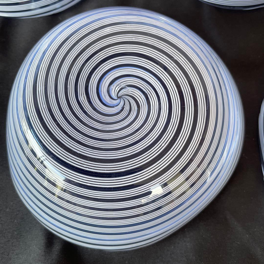 ヴェネチアングラス　　　　　　　　　渦巻き模様の透明ボウル5個セット