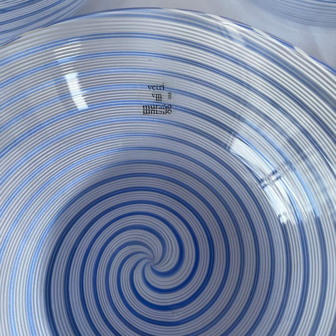 ヴェネチアングラス　　　　　　　　　渦巻き模様の透明ボウル5個セット