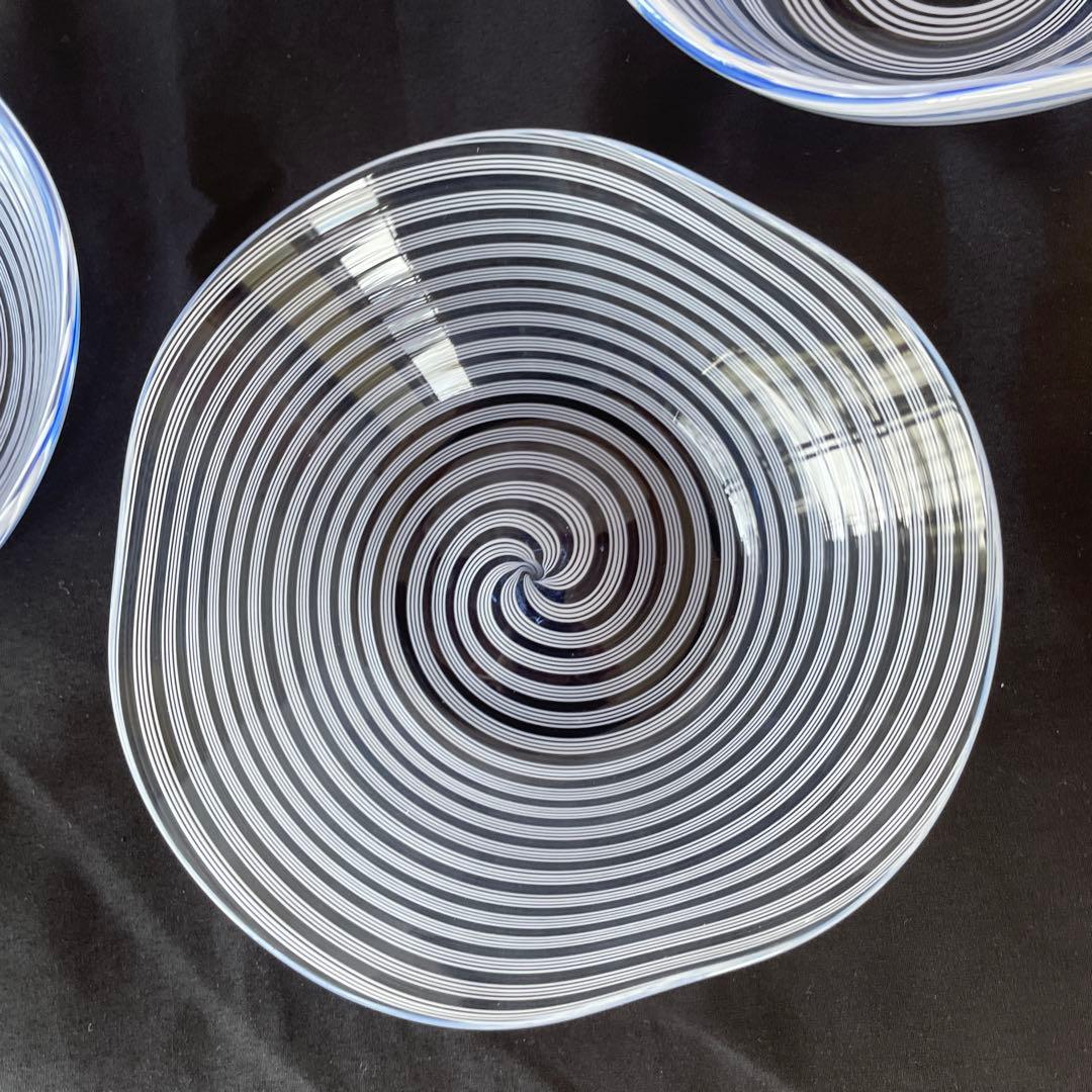 ヴェネチアングラス　　　　　　　　　渦巻き模様の透明ボウル5個セット