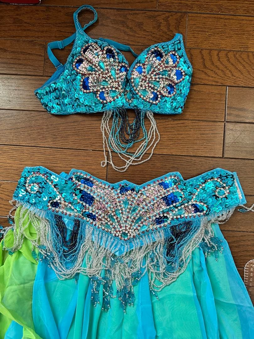 ベリーダンス セットアップ 青と緑