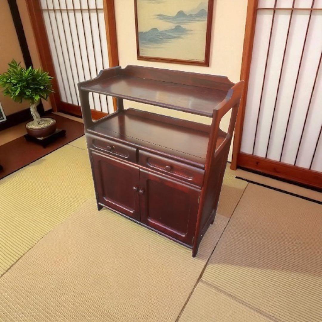 オールドカリモク　キャビネット　昭和レトロ 電話台 花台 古家具　FAX台