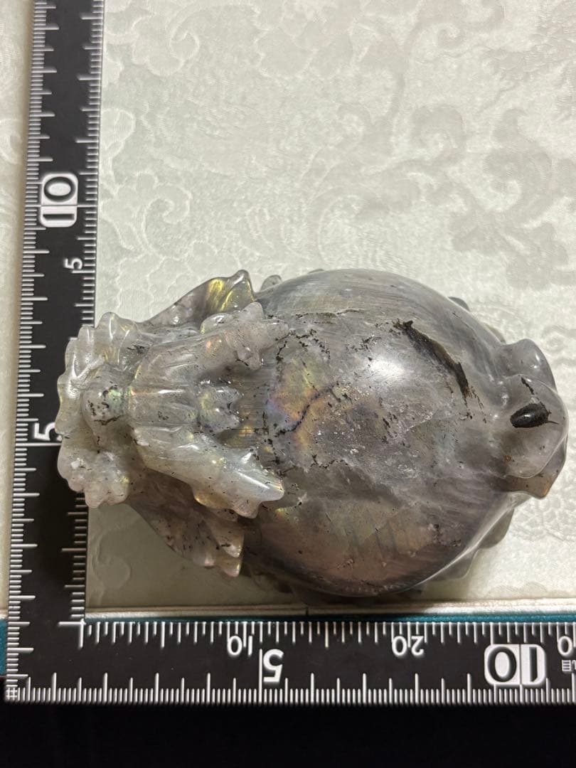 ロングイ　貔貅　ラブラドライト　天然石　置物　レインボーシラー