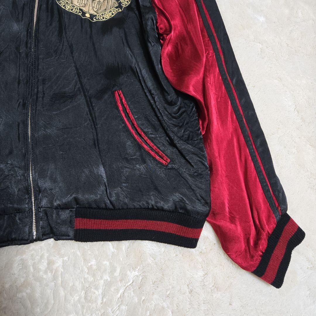 希少 花旅楽団 千手観音 リバーシブル スカジャン 赤/黒 Lサイズ レーヨン