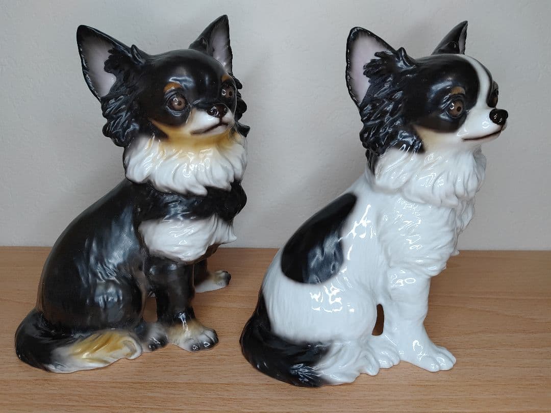 2匹の仲良しチワワ dearDg チワワ 陶器製 チワワ置物