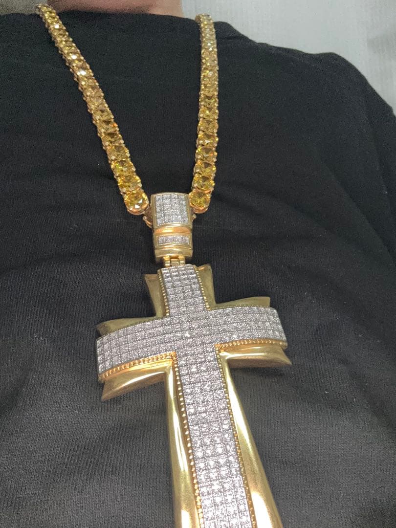 pimpcode 特大クロストップ ネックレス b-boy ロングテニスチェーン