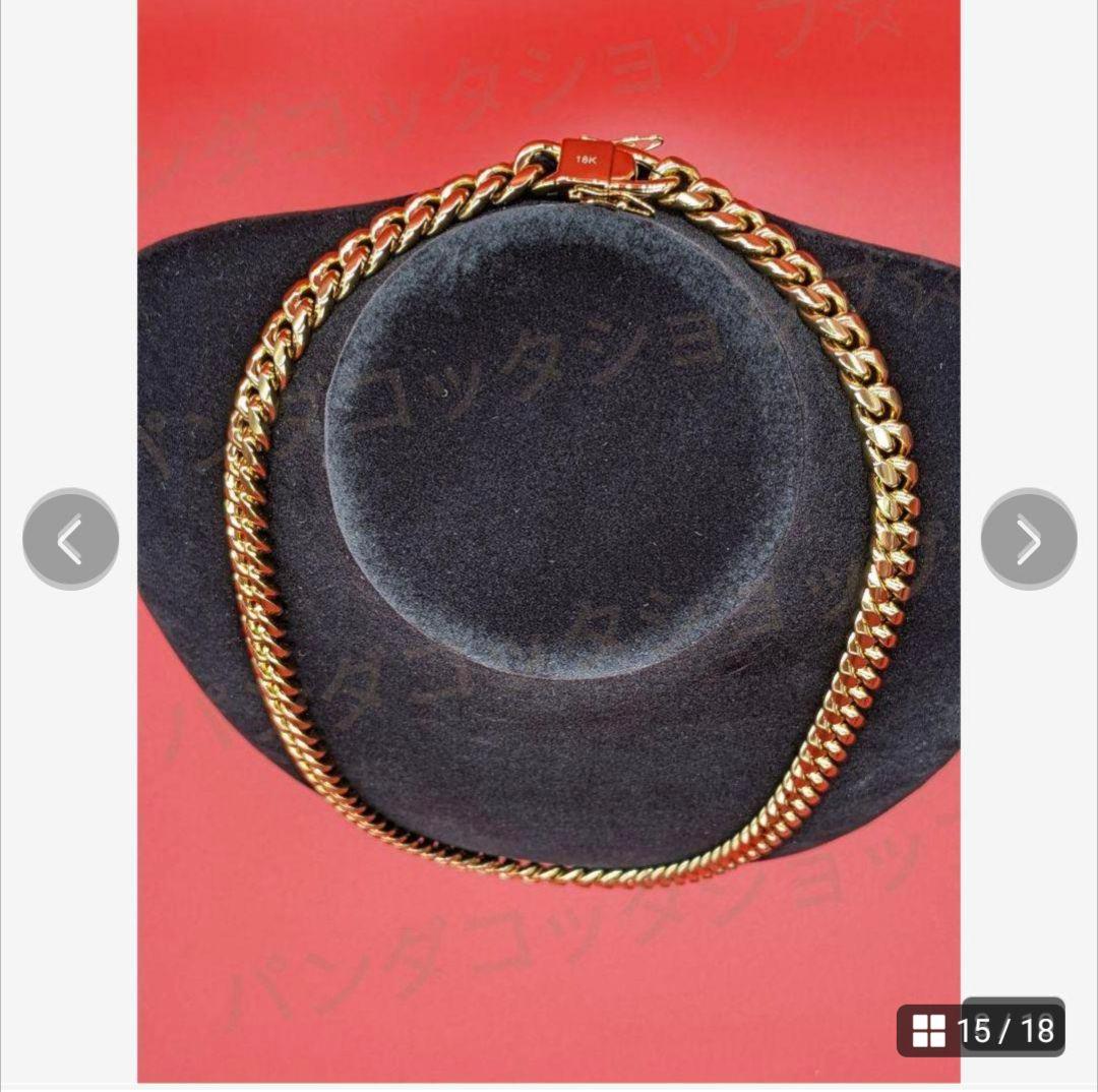 10mm 60cm 金ネックレス 18kゴールド ダブルセーフティ新品