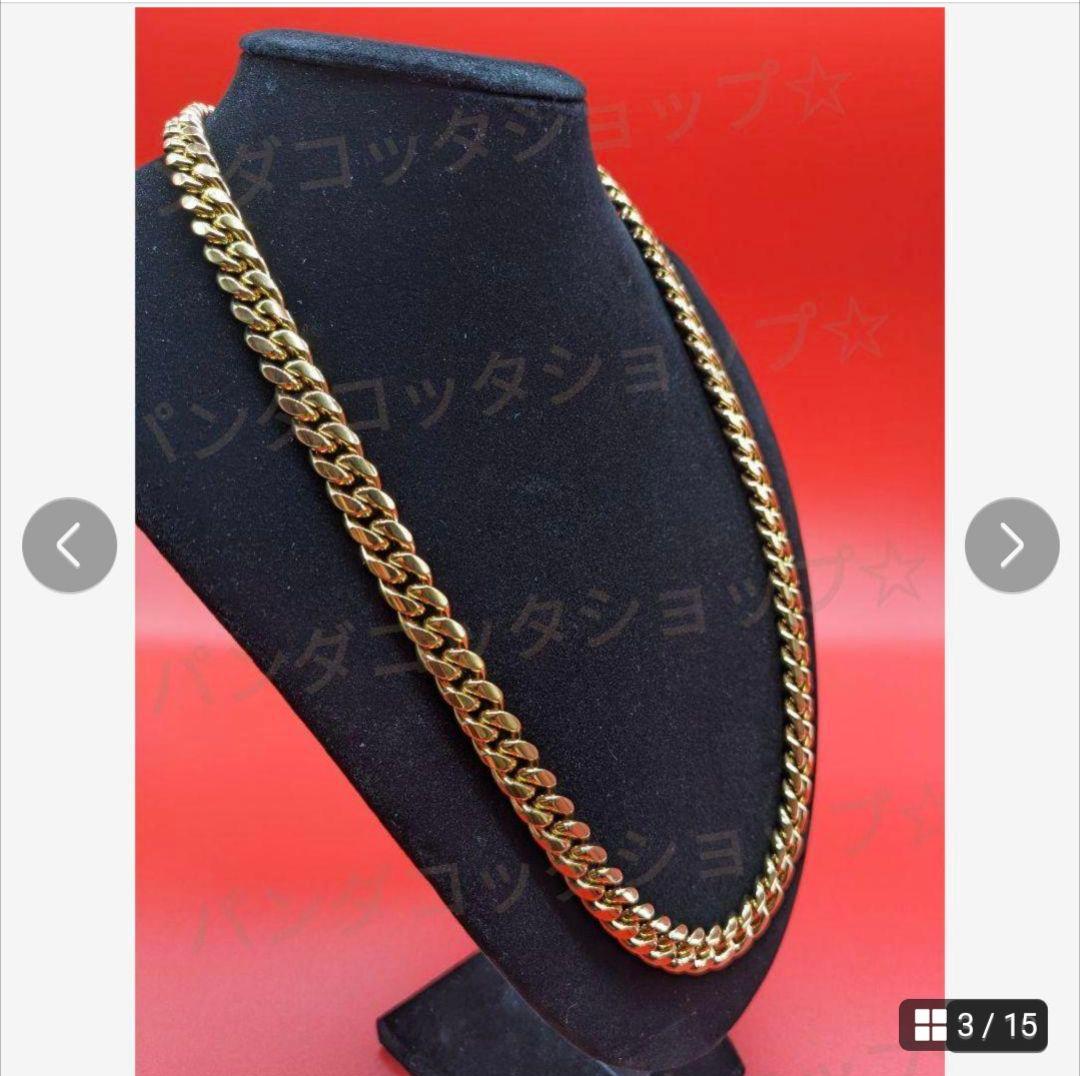 10mm 60cm 金ネックレス 18kゴールド ダブルセーフティ新品